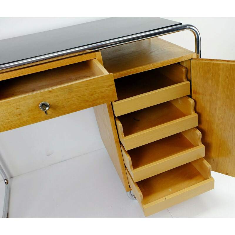 Vintage writing desk with chrome plated steel tube 