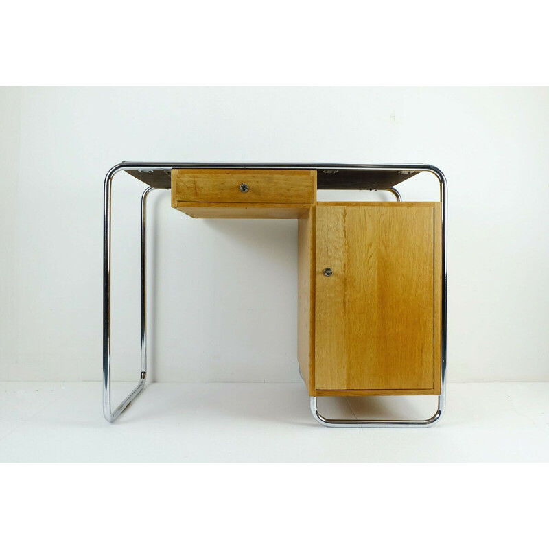 Vintage writing desk with chrome plated steel tube 