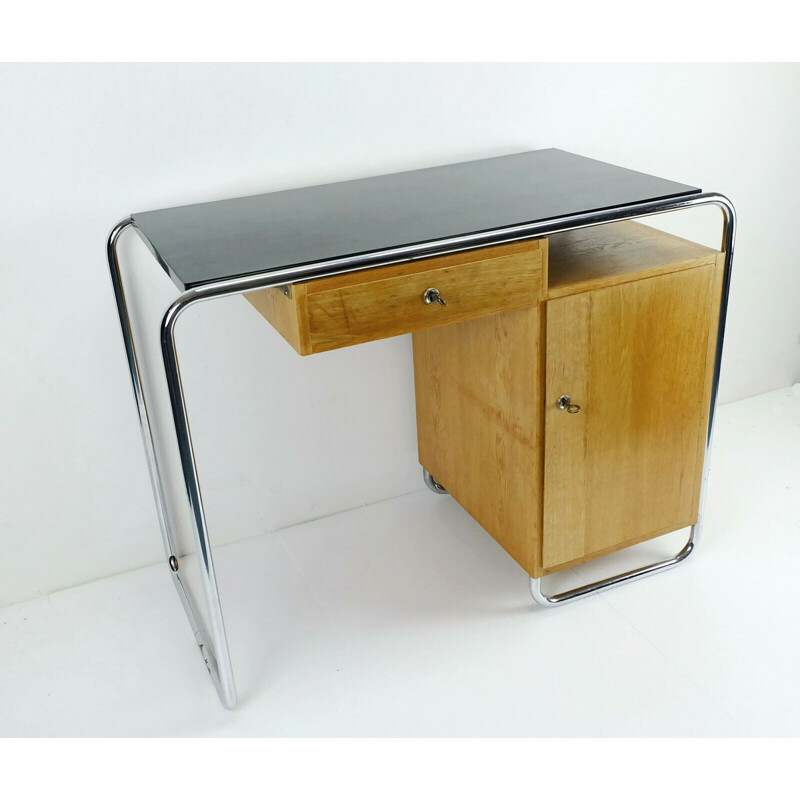 Vintage writing desk with chrome plated steel tube 