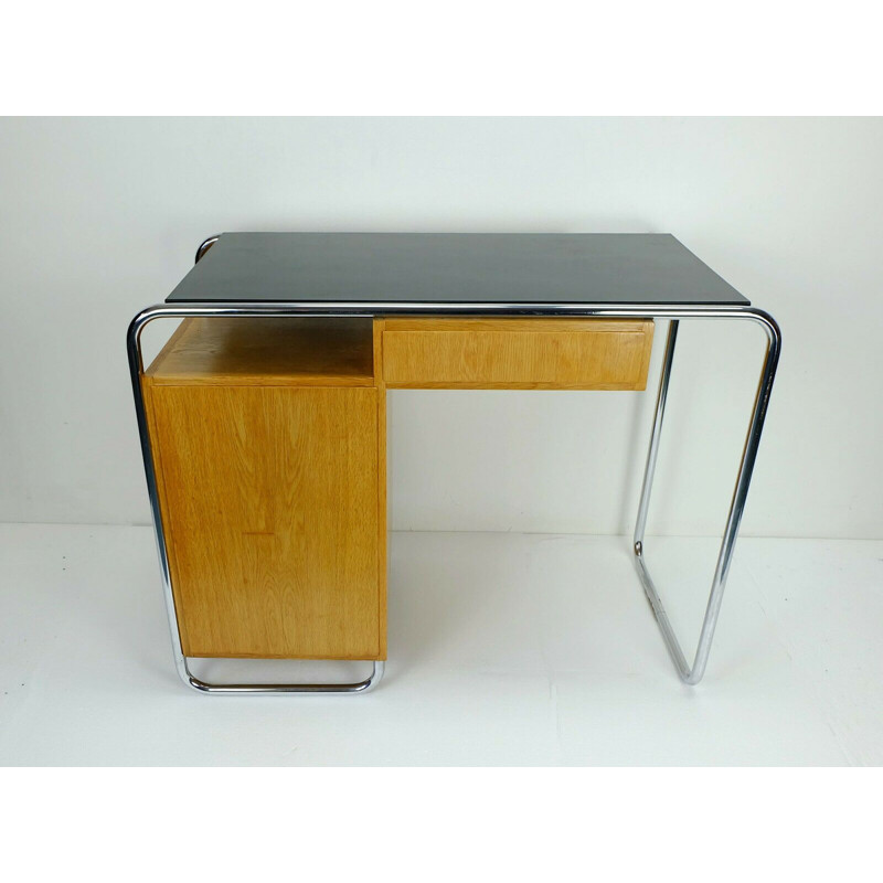 Vintage writing desk with chrome plated steel tube 