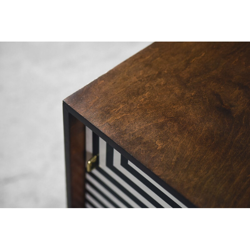 Vintage birch sideboard with hand-painted pattern, 1960s