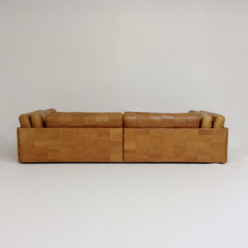 Vintage cognac leather sofa attributed to De Sede, 1970, Switzerland