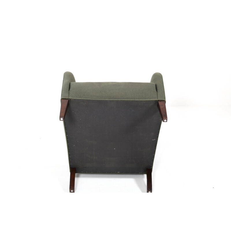 Vintage green Danish lounge chair, 1930