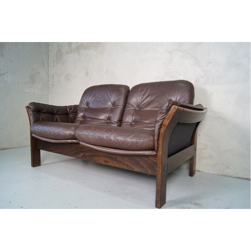 Leather vintage 2-seater sofa by Georg Thams for Vejen Polstermøbelfabrik, 1960s