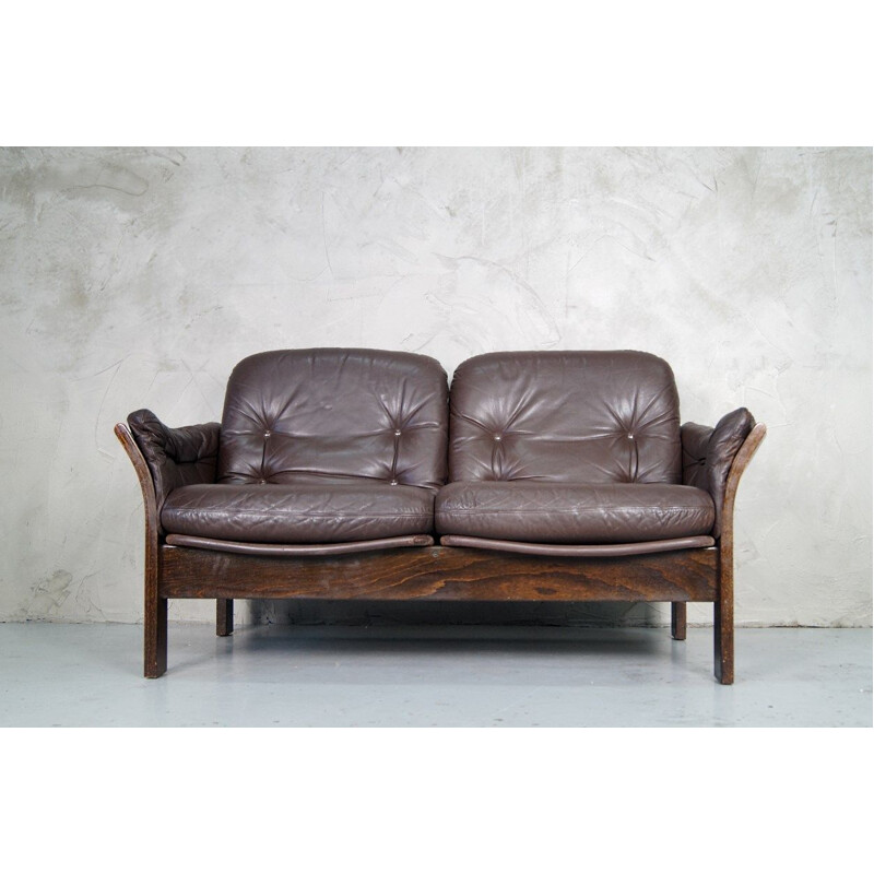 Leather vintage 2-seater sofa by Georg Thams for Vejen Polstermøbelfabrik, 1960s