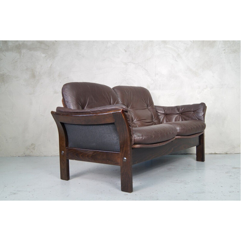 Leather vintage 2-seater sofa by Georg Thams for Vejen Polstermøbelfabrik, 1960s