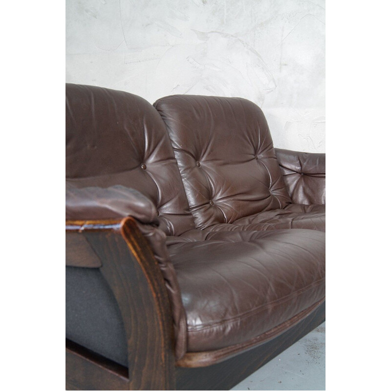 Leather vintage 2-seater sofa by Georg Thams for Vejen Polstermøbelfabrik, 1960s