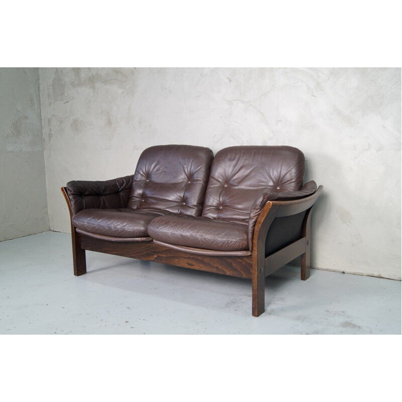 Leather vintage 2-seater sofa by Georg Thams for Vejen Polstermøbelfabrik, 1960s