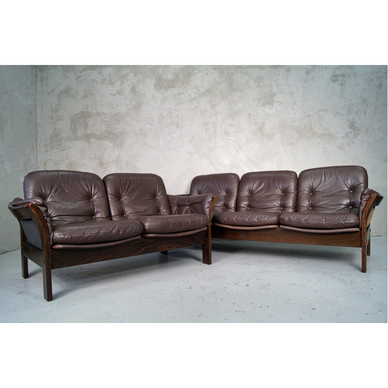 Leather vintage 2-seater sofa by Georg Thams for Vejen Polstermøbelfabrik, 1960s