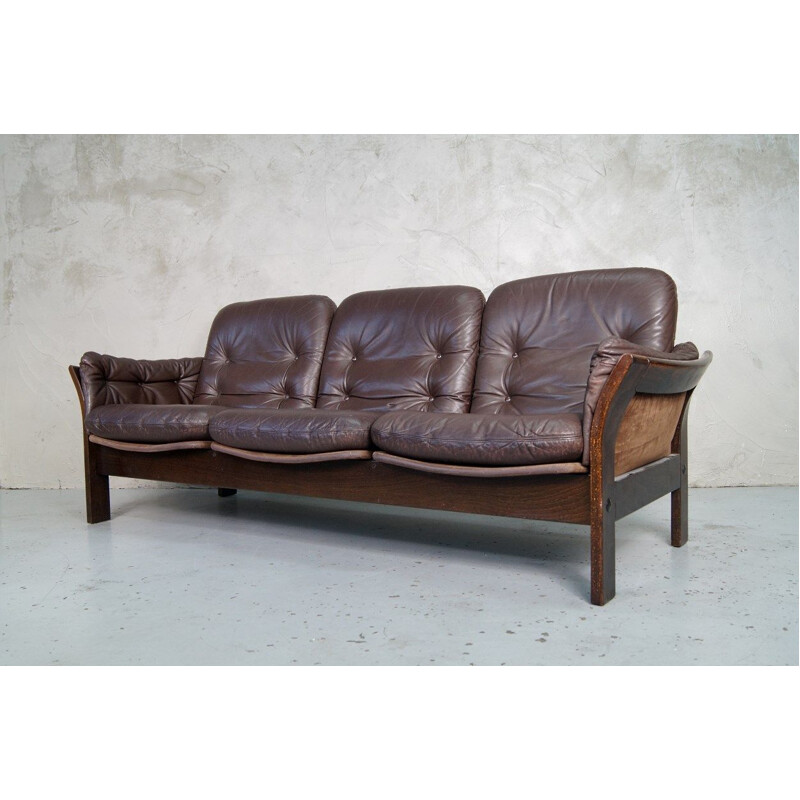 Leather vintage 3-seater sofa by Georg Thams for Vejen Polstermøbelfabrik, 1960s