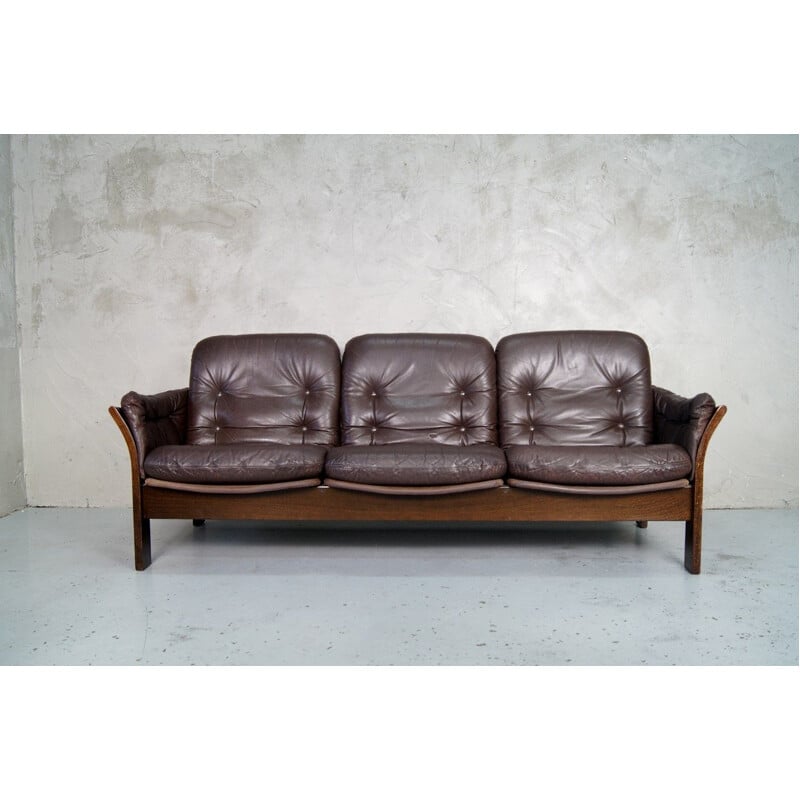 Leather vintage 3-seater sofa by Georg Thams for Vejen Polstermøbelfabrik, 1960s