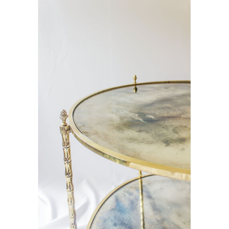 Vintage side table by Maison Baguès in glass and brass, 1960s