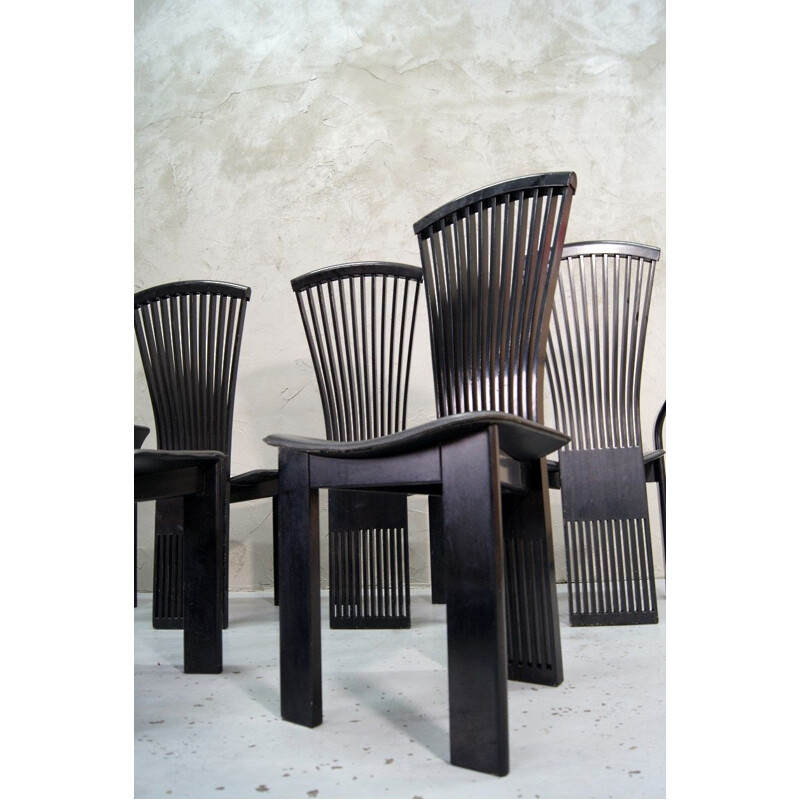 Set of 6 black vintage dining chairs by Pietro Constantini for Pietro Constantini, 1970s