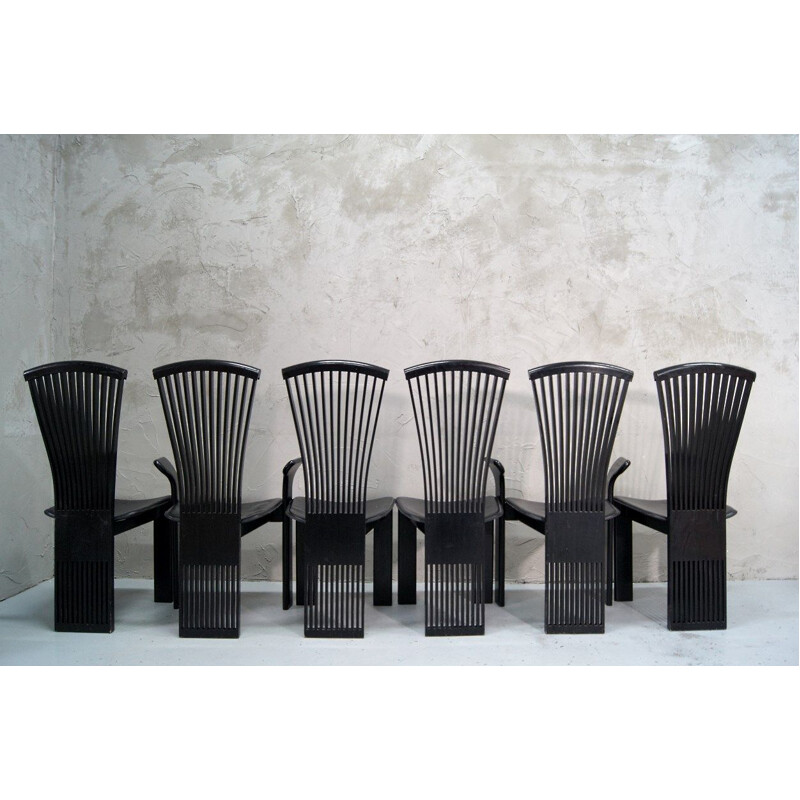 Ensemble de 6 chaises noires vintage de Pietro Constantini pour Pietro Constantini, 1970