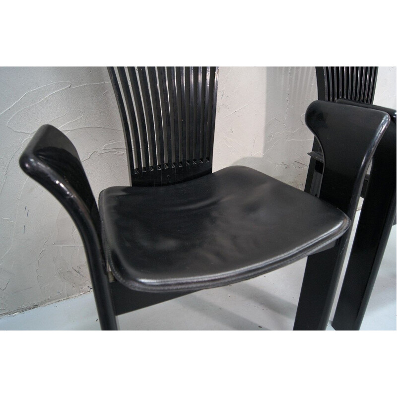 Set of 6 black vintage dining chairs by Pietro Constantini for Pietro Constantini, 1970s