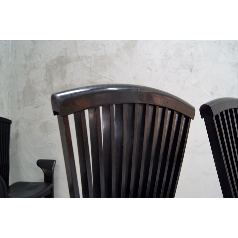 Set of 6 black vintage dining chairs by Pietro Constantini for Pietro Constantini, 1970s