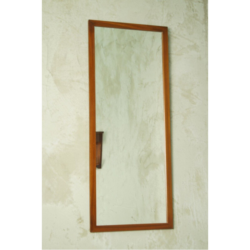 Minimalist teak danish vintage mirror, 1960s