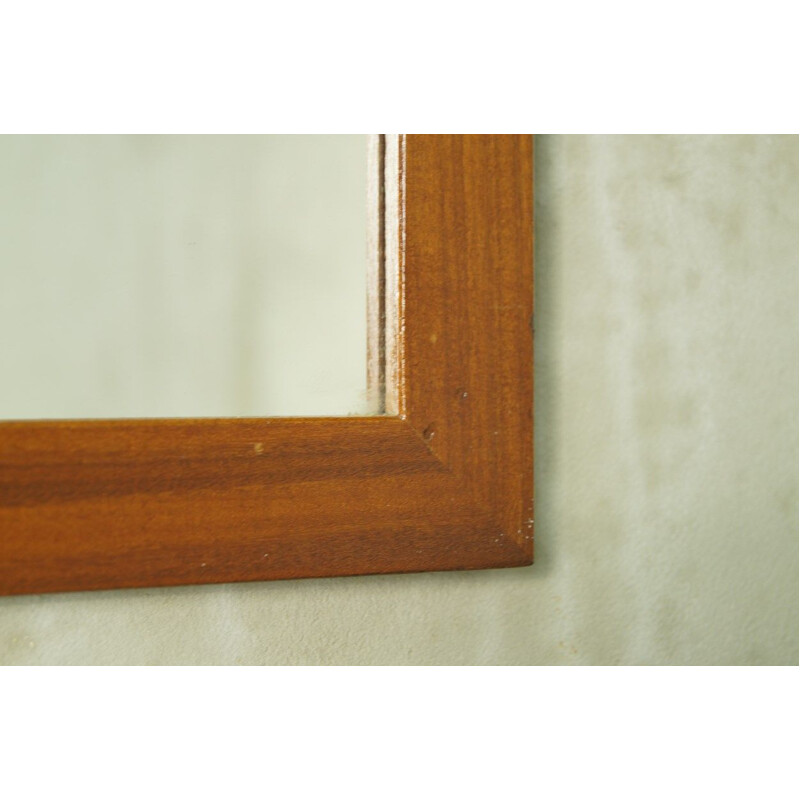 Minimalist teak danish vintage mirror, 1960s