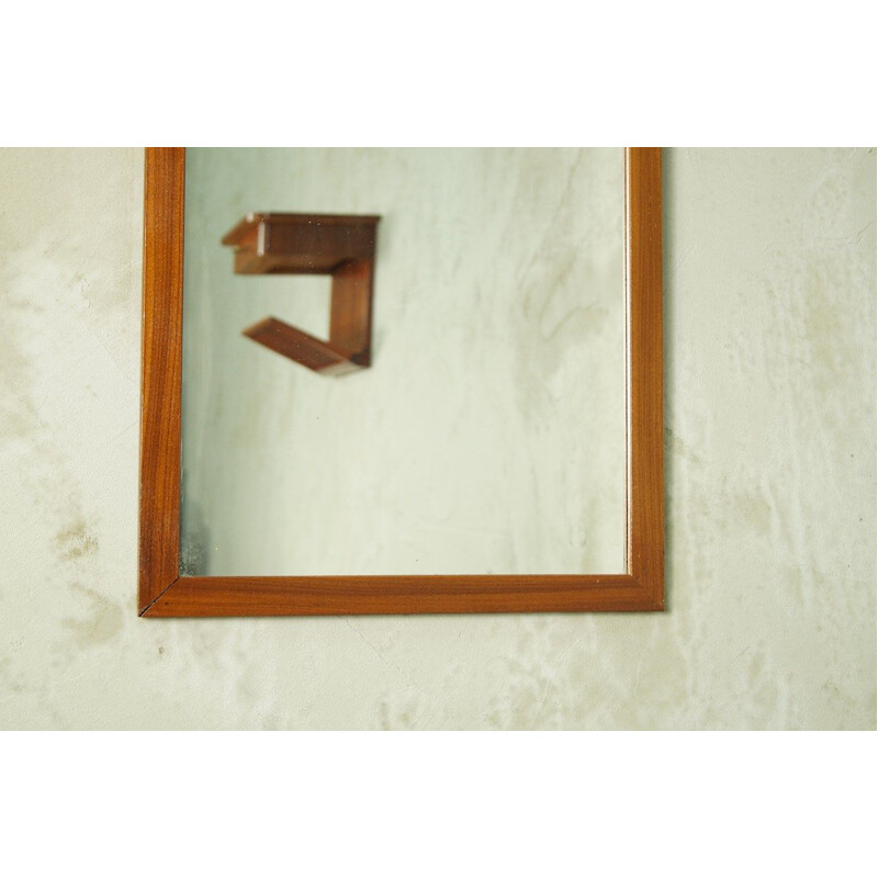 Minimalist teak danish vintage mirror, 1960s