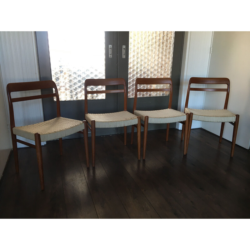 Set of 4 scandinavian teak vintage dining chairs by Gustav Bahus & Eft, 1960s