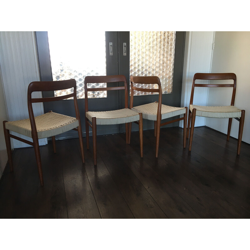 Set of 4 scandinavian teak vintage dining chairs by Gustav Bahus & Eft, 1960s