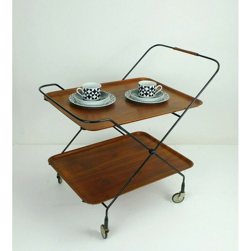 Teak vintage tea cart trolley by Jie Gantofta, Sweden, 1950s