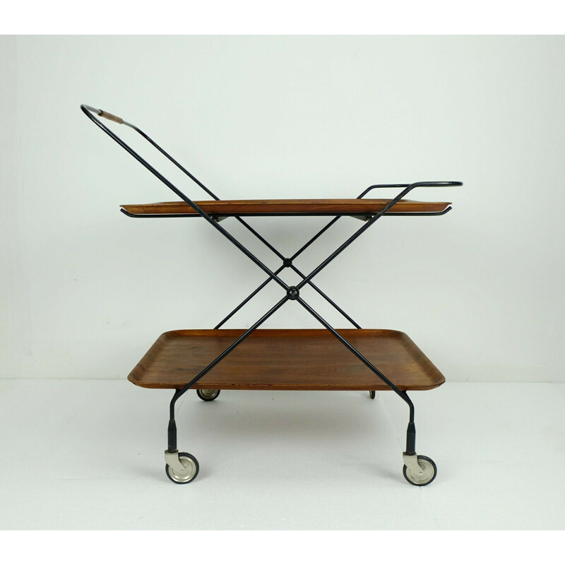 Teak vintage tea cart trolley by Jie Gantofta, Sweden, 1950s