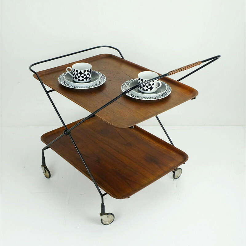 Teak vintage tea cart trolley by Jie Gantofta, Sweden, 1950s