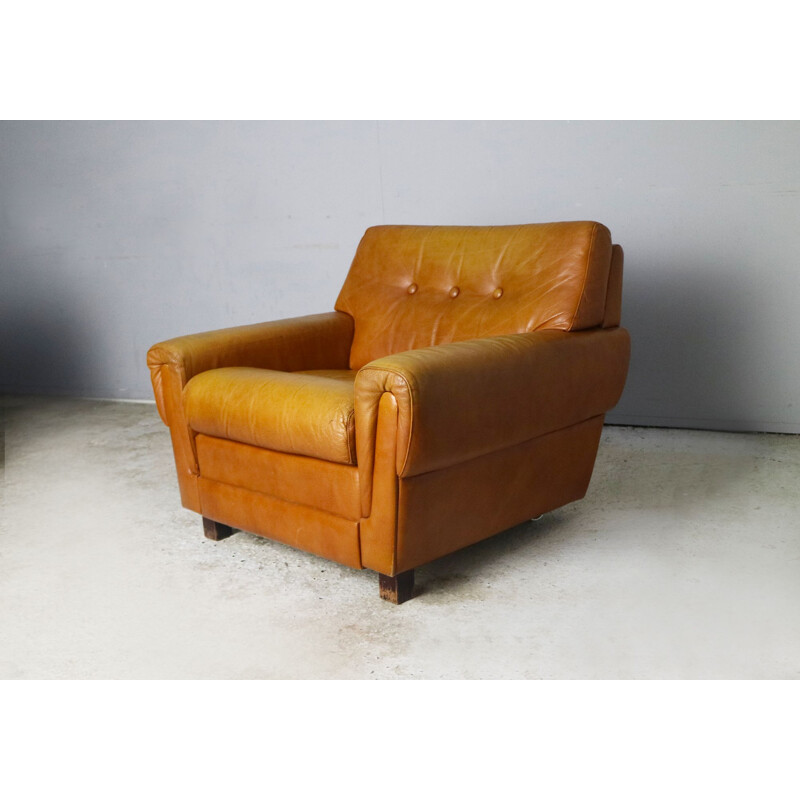 Danish leather vintage armchair, 1960s