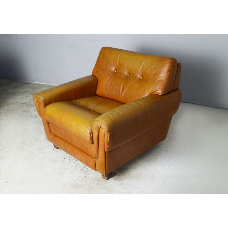 Danish leather vintage armchair, 1960s