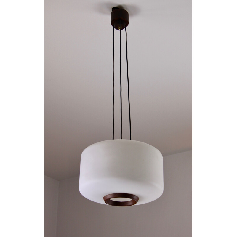 Vintage opaline hanglamp, Italië, 1950