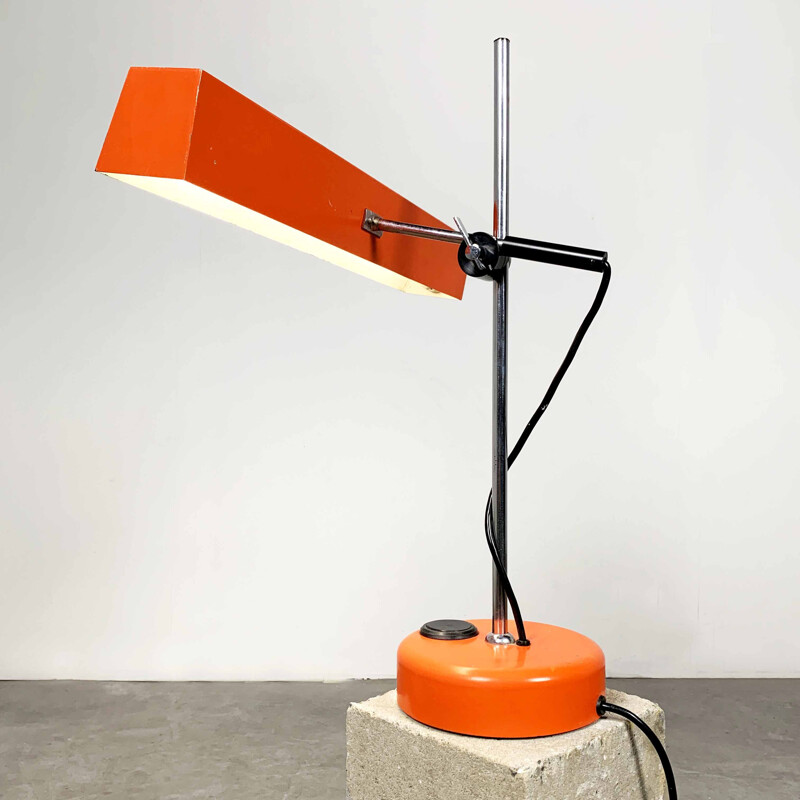 Vintage Orange Metal Desk Lamp, 1960s