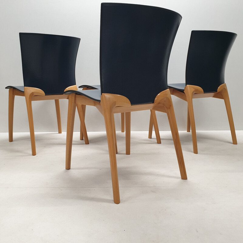 Suite de 4 chaises vintage par Josep Llusca pour Cassina, 1990