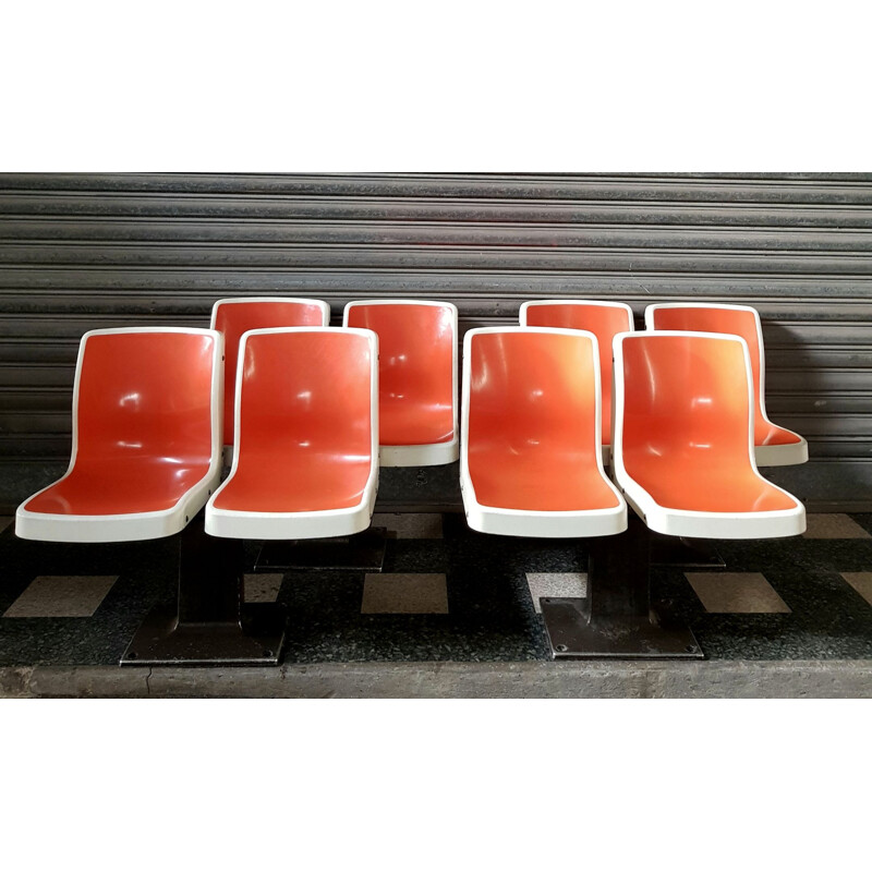 Set of 4 Vintage double bowling benches, Paris 1950s