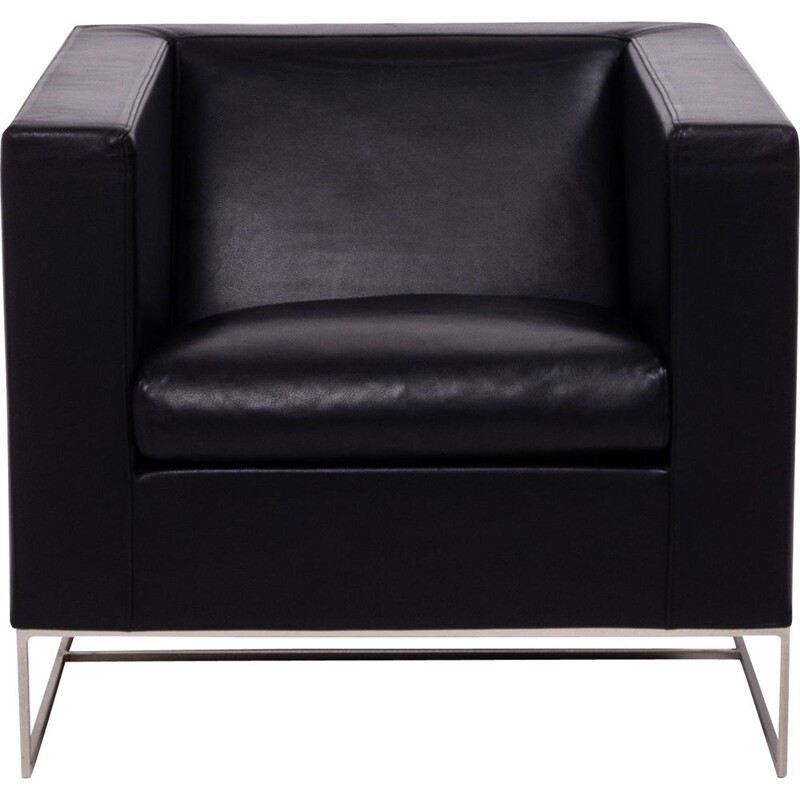 Vintage Klee black leather armchair by Rodolfo Dordoni for Minotti