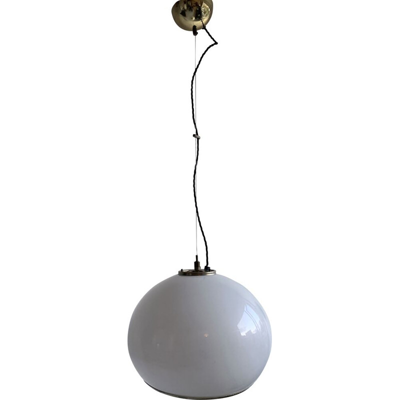 Vintage plastic and brass "Bud" pendant lamp by Guzzini for Meblo, Slovenia 1970