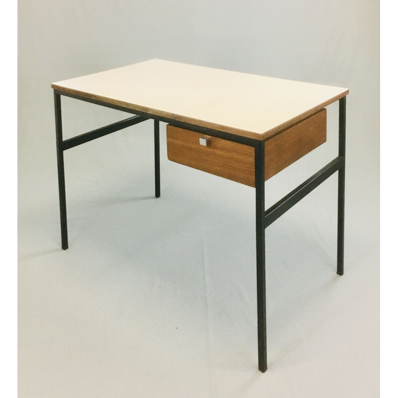 Vintage metal and wood desk by Pierre Paulin, Thonet edition, 1950