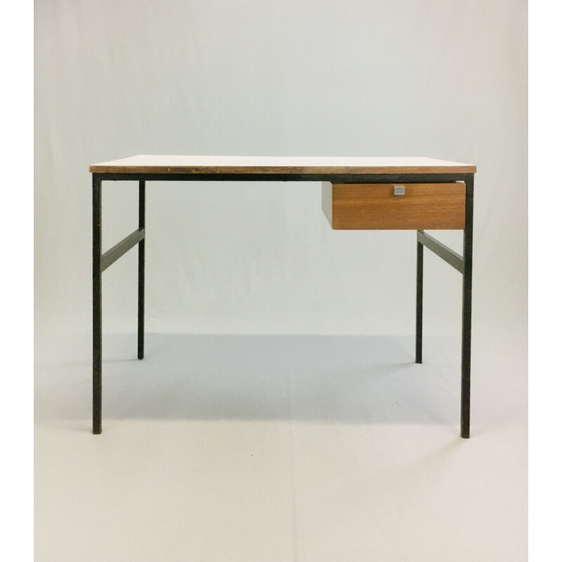 Vintage metal and wood desk by Pierre Paulin, Thonet edition, 1950