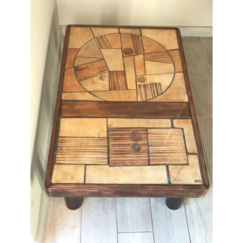 Vintage Cubist coffee table by vintage Raymonde Leduc, 1950 