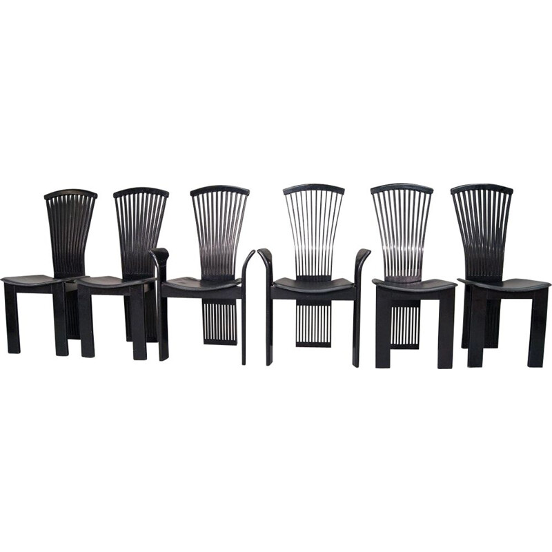 Set of 6 black vintage dining chairs by Pietro Constantini for Pietro Constantini, 1970s