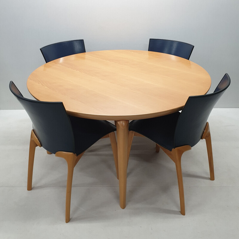 Vintage Beech Round Dining Table from Cassina, 1994