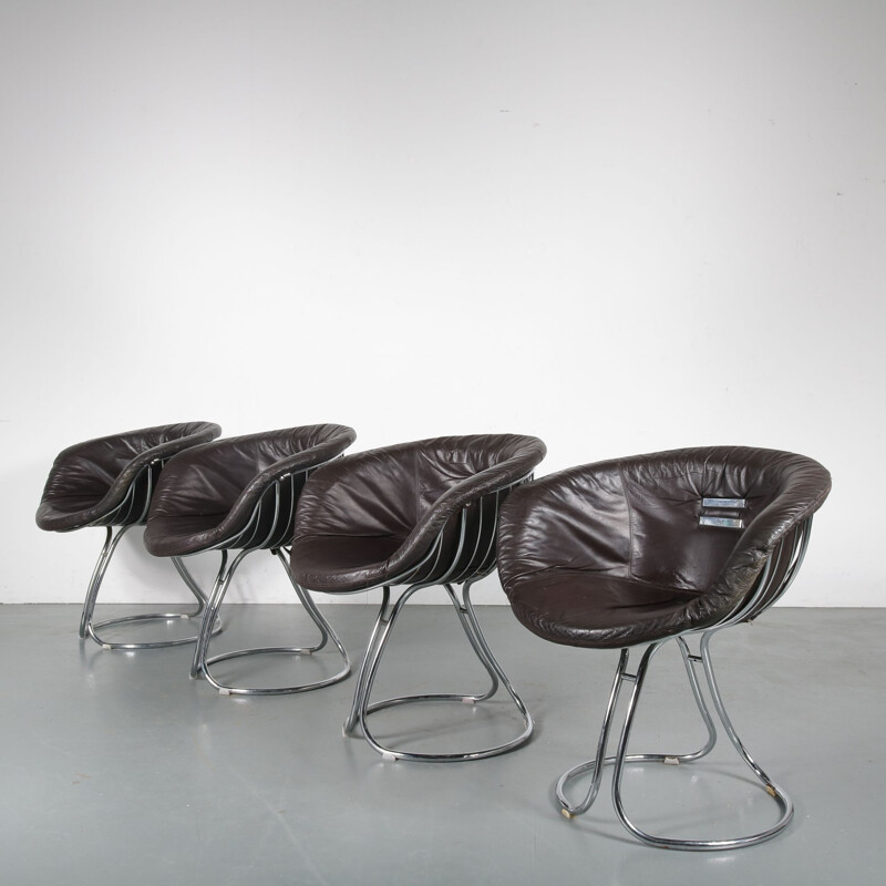 Suite de 4 chaises "Pan Am" par Gastone Rinaldi pour Rima, Italie 1960