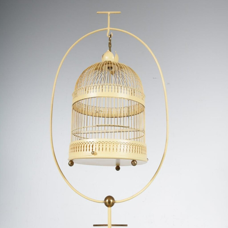 Cage à oiseau vintage en métal, 1950