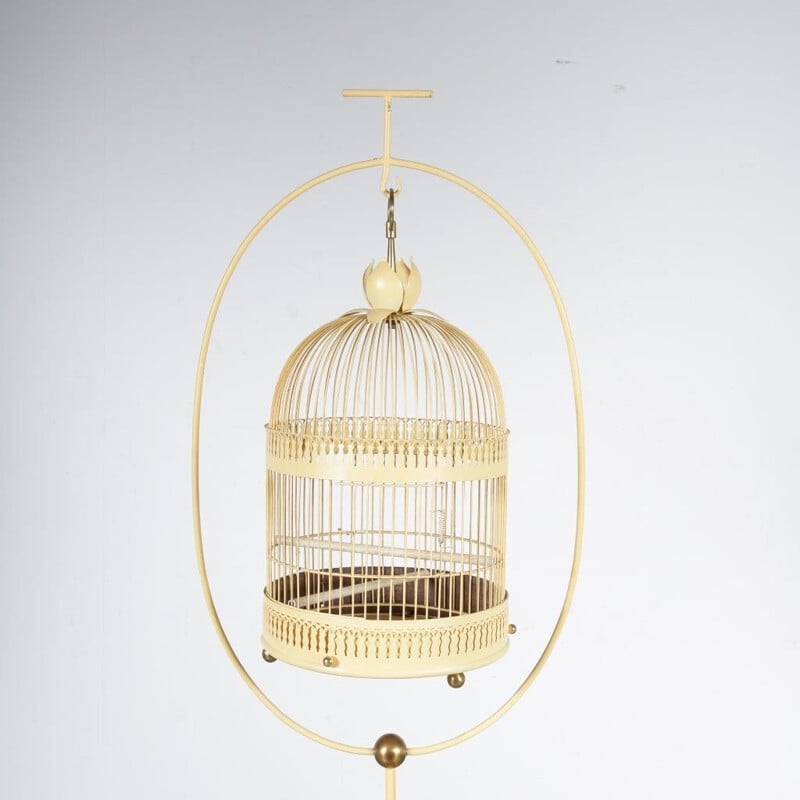 Cage à oiseau vintage en métal, 1950