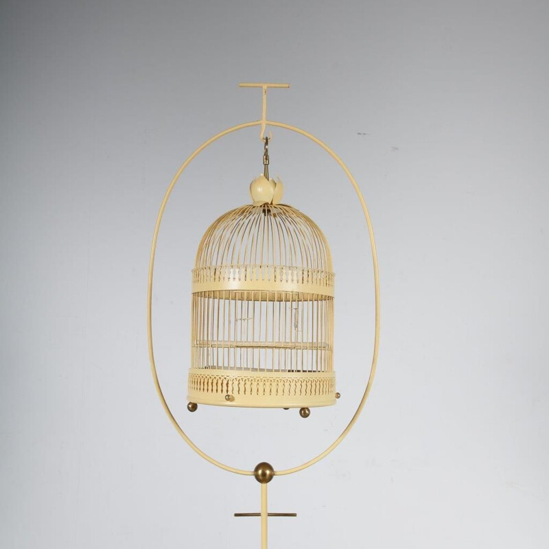 Cage à oiseau vintage en métal, 1950