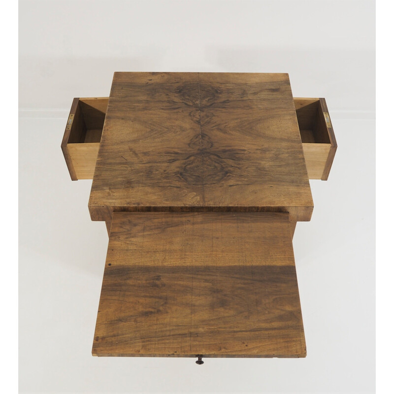 Vintage Art Deco table in walnut, Czechoslovakia 1940