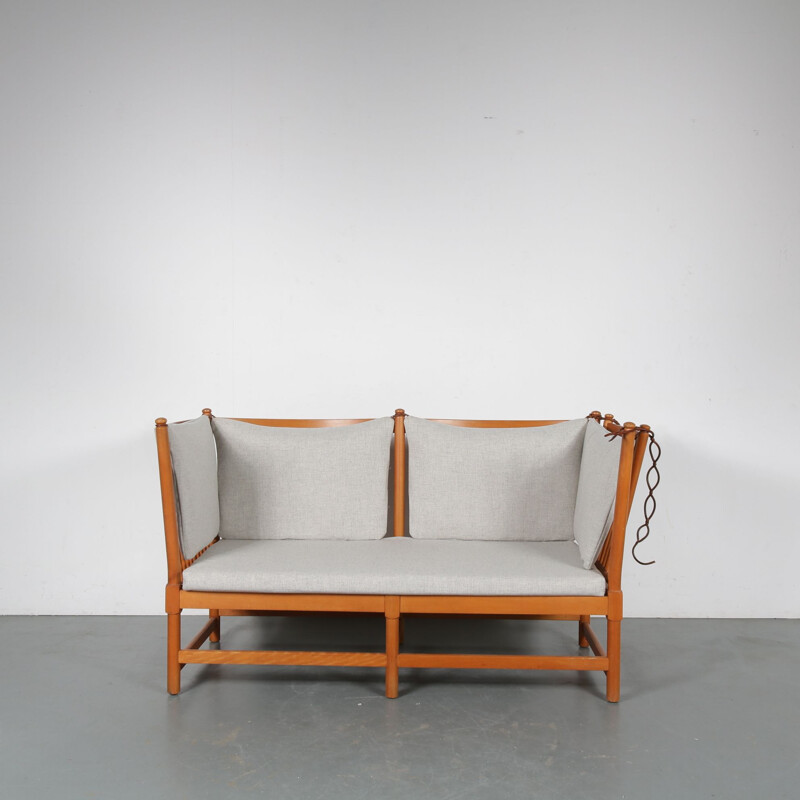 Vintage beech sofa by Børge Mogensen for Fritz Hansen, Denmark, 1963