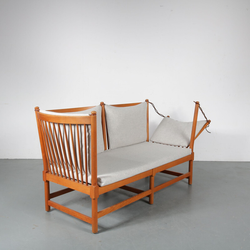 Vintage beuken bank van Børge Mogensen voor Fritz Hansen, Denemarken, 1963