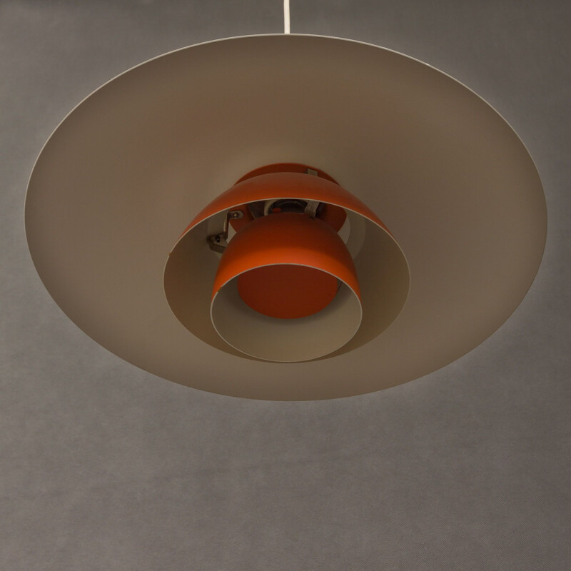 Vintage red pendant lamp by Poul Henningsen