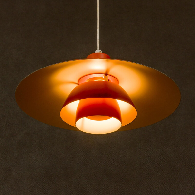 Vintage red pendant lamp by Poul Henningsen